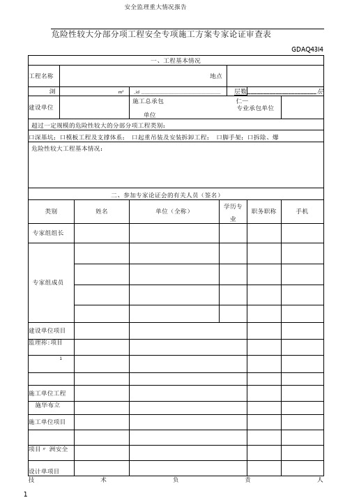 GDAQ4314-危险性较大分部分项工程安全专项施工方案专家论证审查表