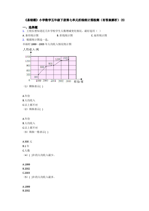 《易错题》小学数学五年级下册第七单元折线统计图检测(有答案解析)(3)