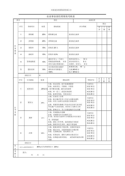 农业经理绩效考核表-