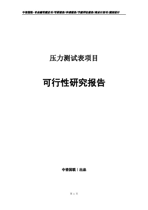 压力测试表项目可行性研究报告