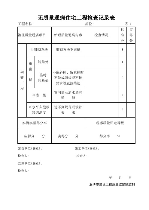 质量通病检查记录表1