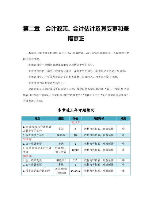 注会会计第二章会计政策、会计估计及其变更和差错更正章节备考攻略