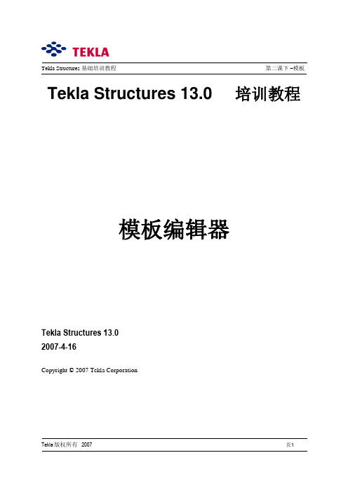 Tekla Structures模板编辑器