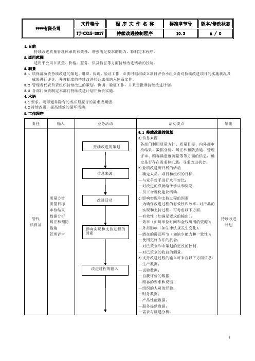 IATF169492016持续改进控制程序