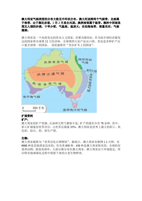 澳大利亚气候类型分布图