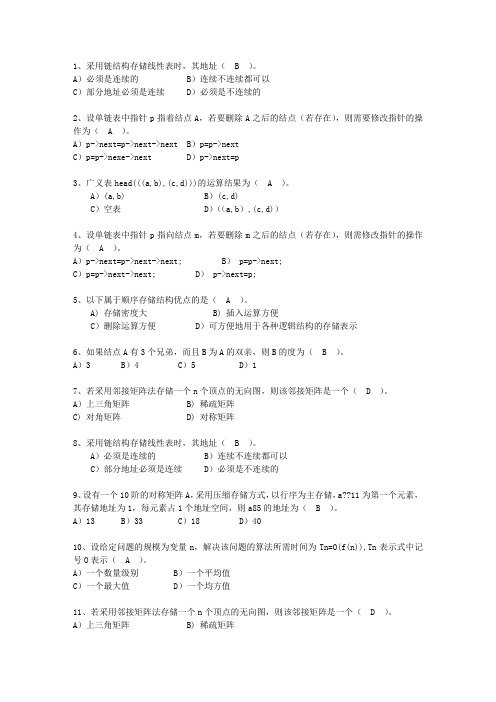 2014江苏省C与数据结构链表考试技巧重点