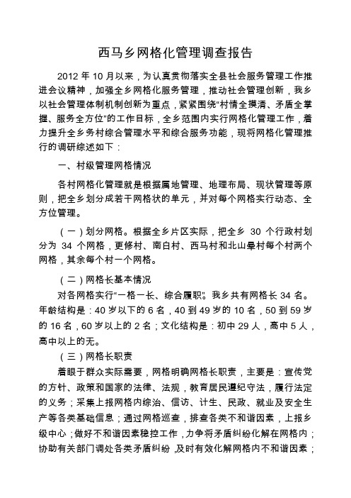 乡镇网格化管理的调研报告