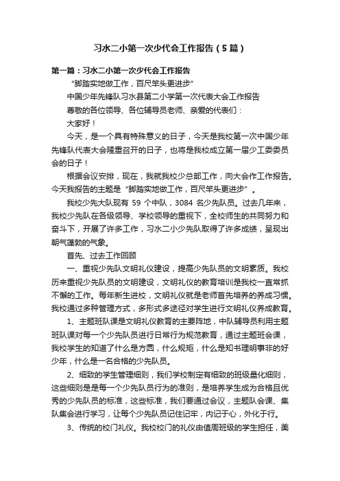 习水二小第一次少代会工作报告（5篇）