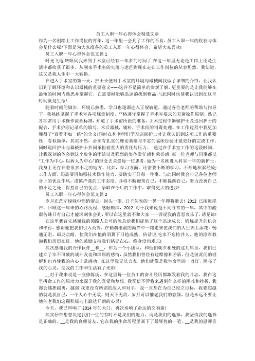 员工入职一年心得体会精选文章