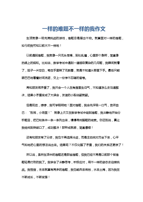 一样的难题不一样的我作文