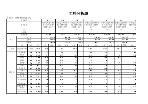 新疆2010电气定额工料分析表