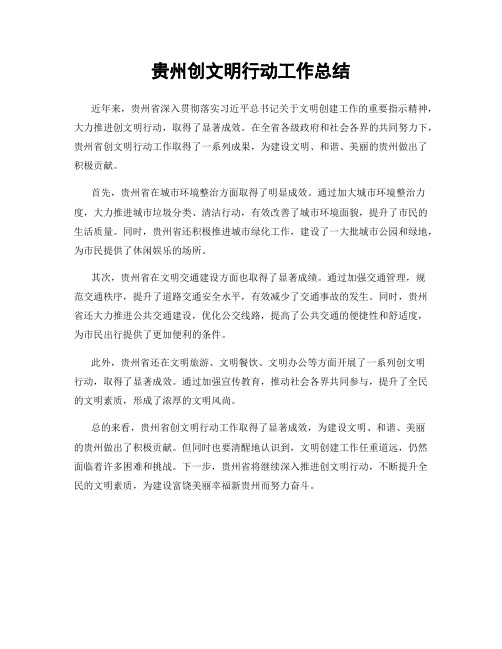 贵州创文明行动工作总结