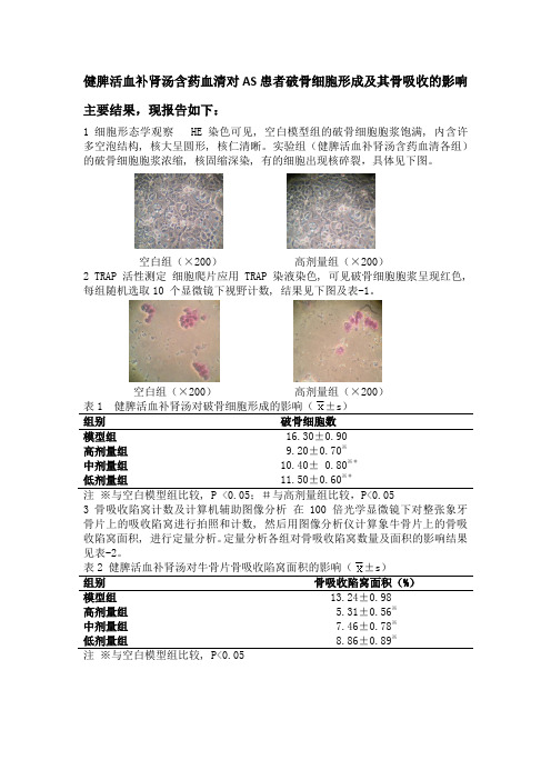 健脾活血补肾汤含药血清对AS患者破骨细胞形成及其骨吸收的影响2