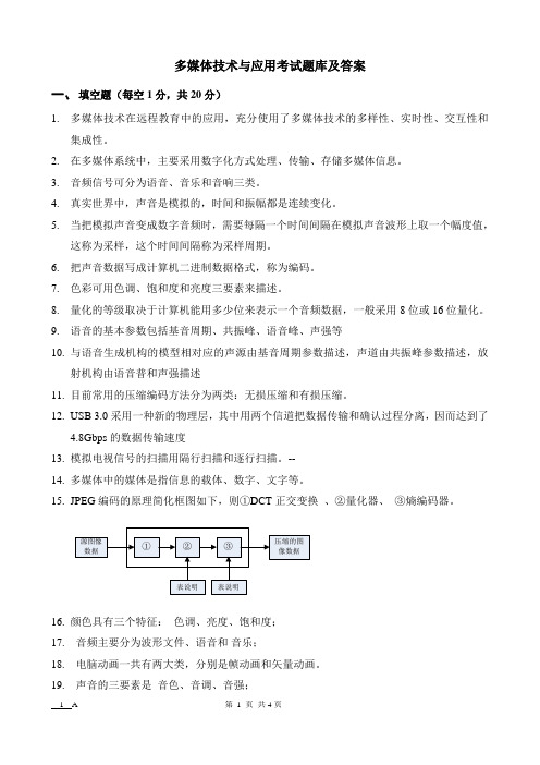 多媒体技术与应用考试题库及答案(二)