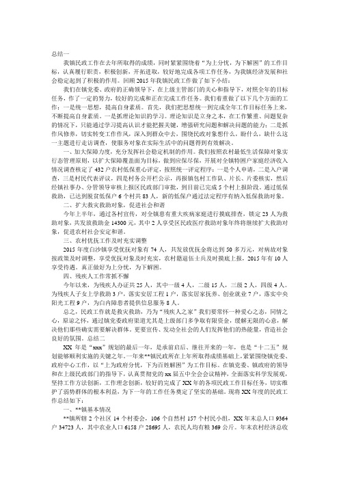 乡民政办工作总结