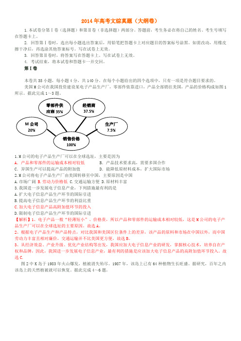 2014年全国卷、新课标卷高考地理试题汇编.