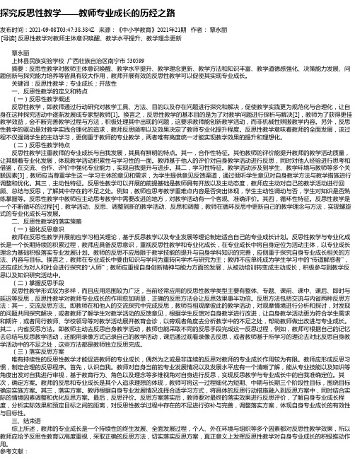 探究反思性教学——教师专业成长的历经之路