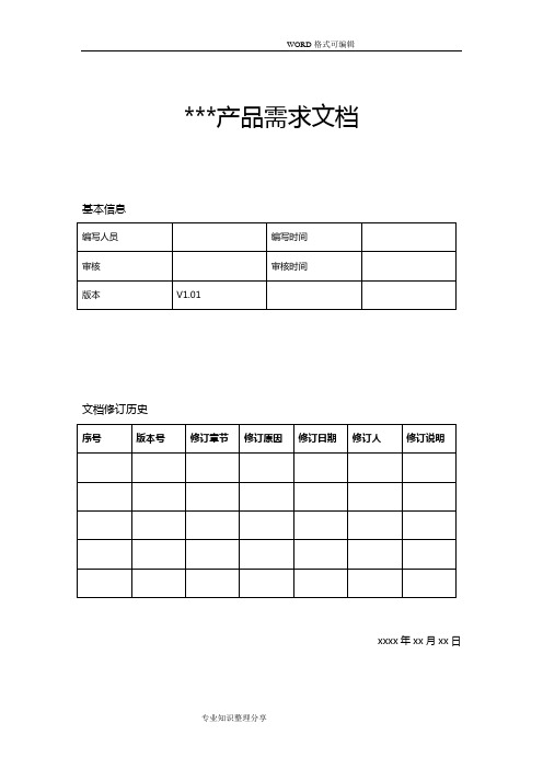 产品需求文档PRD模板