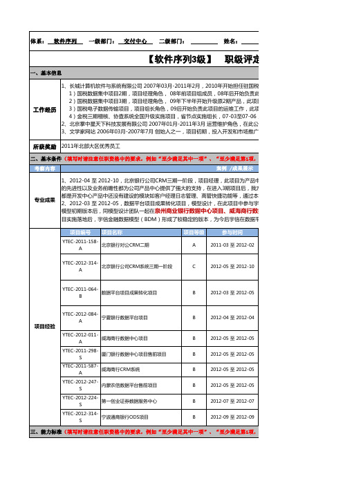 【模板】职级评定申请表(软件序列)