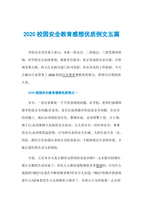 2020校园安全教育感想优质例文五篇