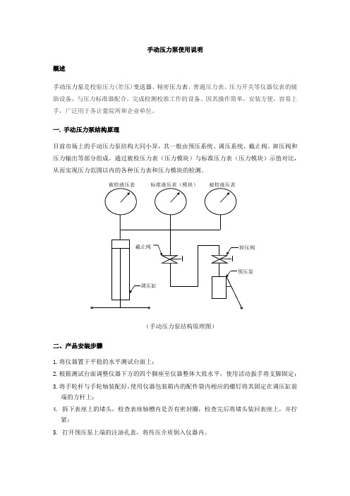 手动压力泵使用说明