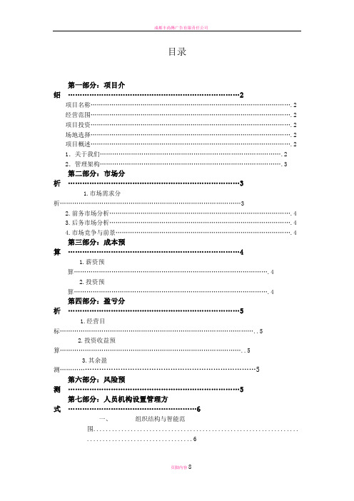 文化传播公司商业计划书