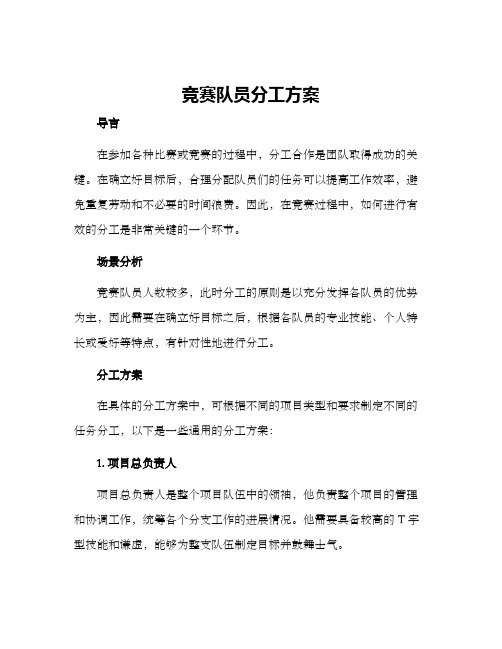 竞赛队员分工方案