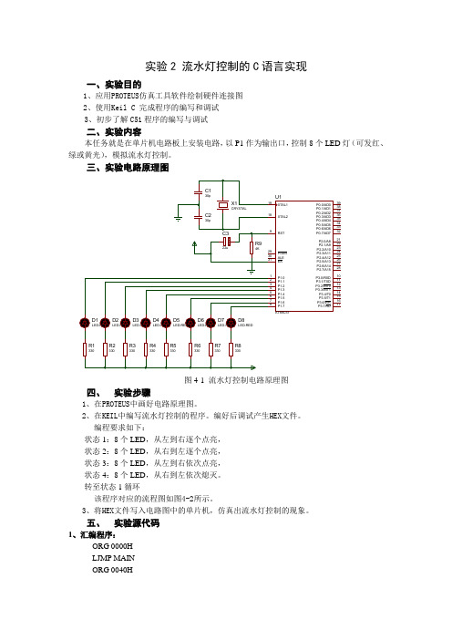 实验2 流水灯控制的C语言实现