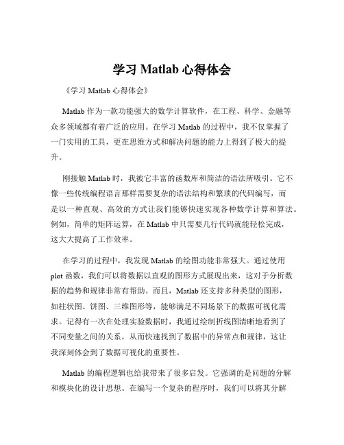 学习Matlab心得体会