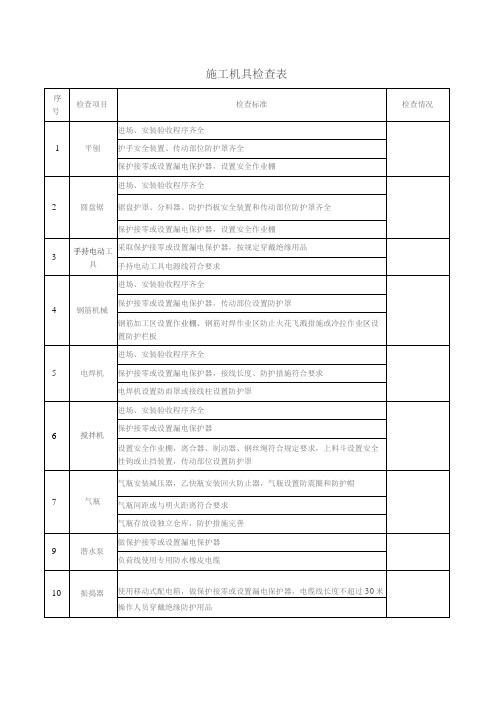 施工机具检查表