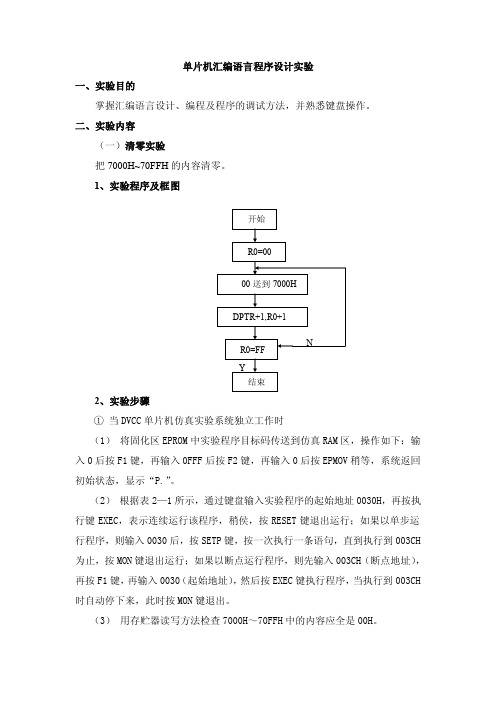 单片机汇编语言程序设计实验