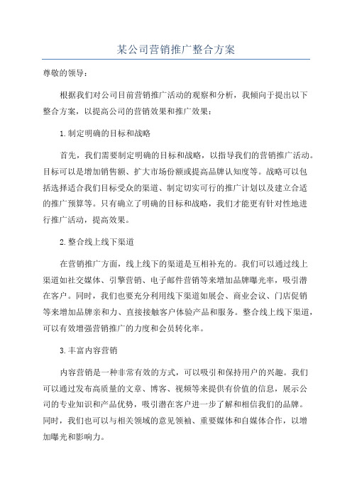 某公司营销推广整合方案