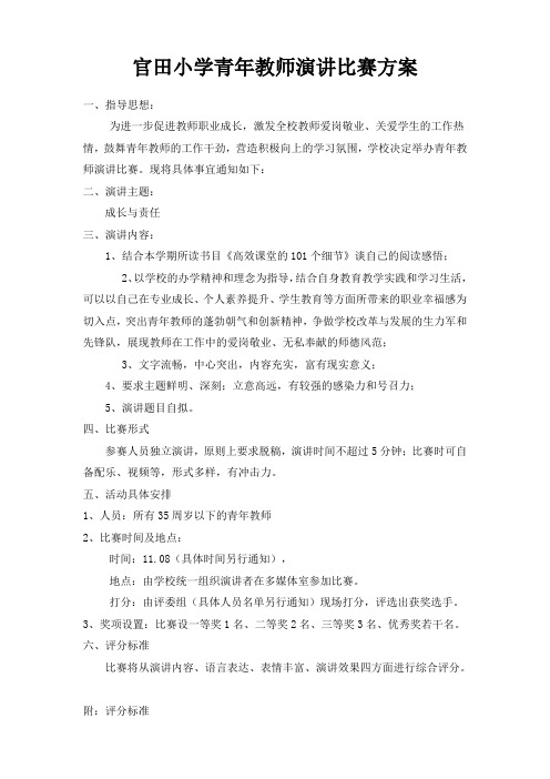 青年教师演讲比赛方案