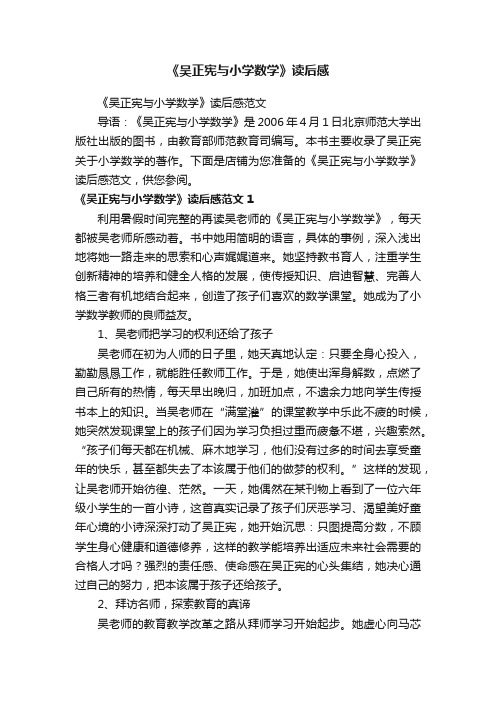 《吴正宪与小学数学》读后感范文