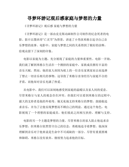 寻梦环游记观后感家庭与梦想的力量