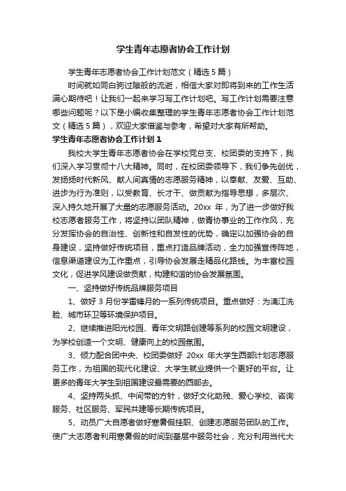 学生青年志愿者协会工作计划范文（精选5篇）