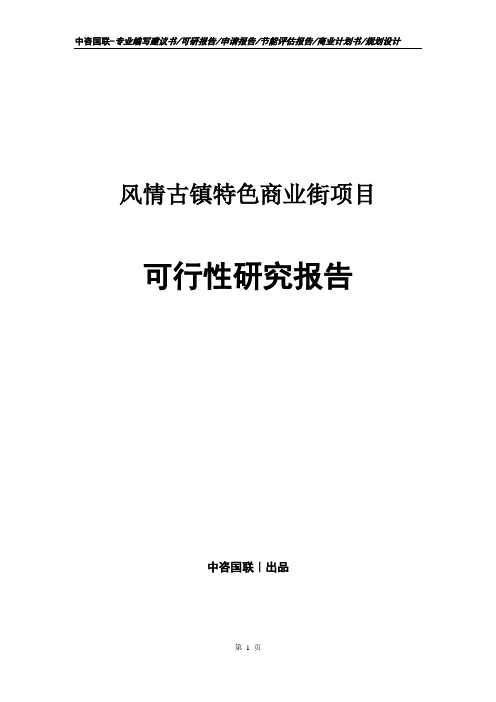 风情古镇特色商业街项目可行性研究报告