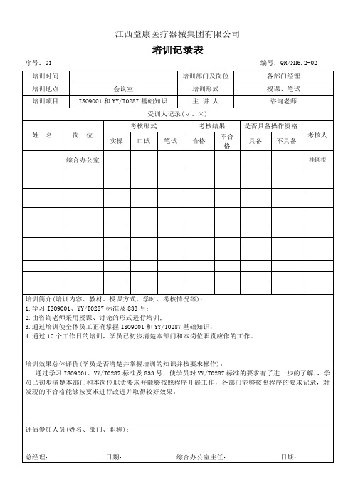 医疗器械培训记录15个