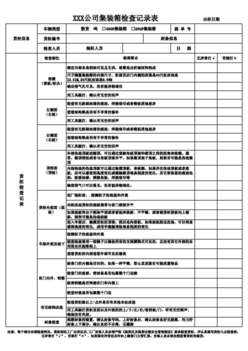 集装箱检查记录表(AEO七点检查表)