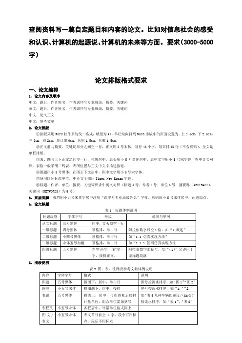 论文排版格式要求