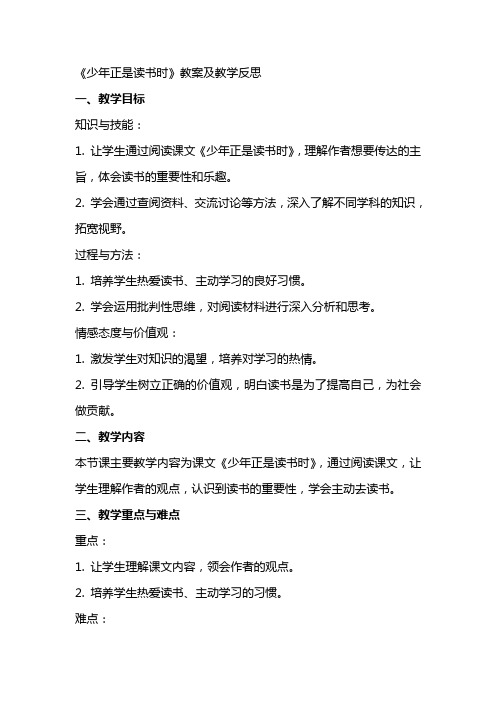 《少年正是读书时》教案及教学反思