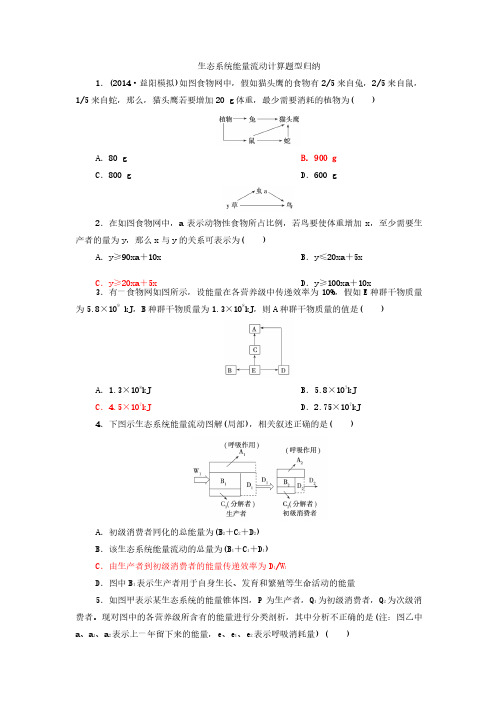 生态系统能量流动计算题型归纳