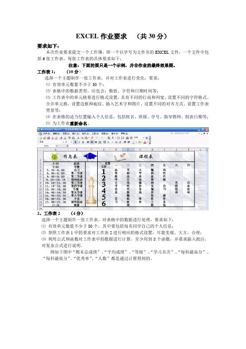 12EXCEL作业要求