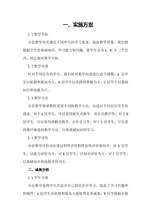 分层教学实施方案及其成效与总结