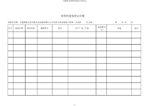 (完整版)原材料进场登记台账(1)