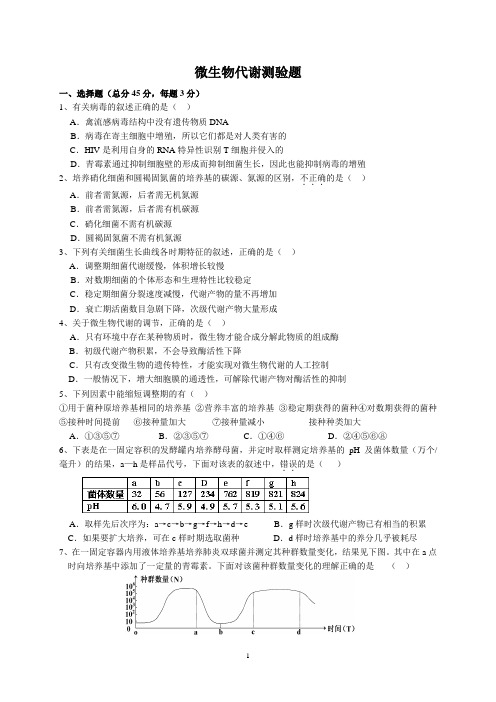 微生物代谢检测题