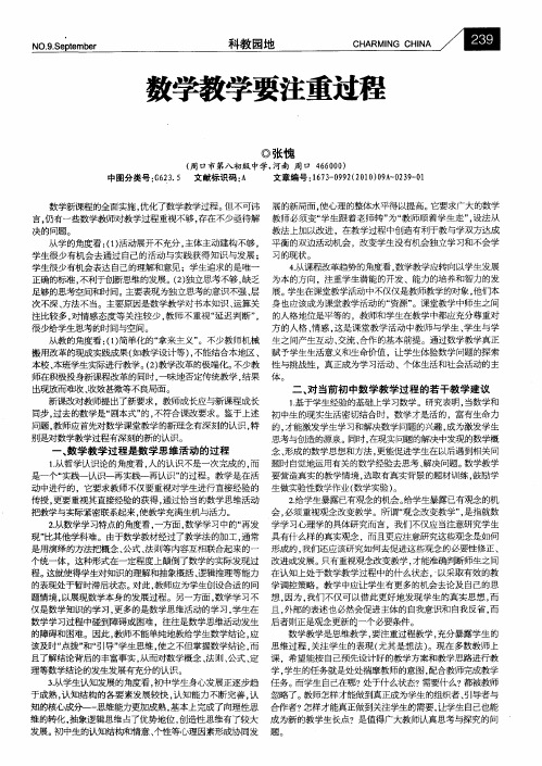 数学教学要注重过程