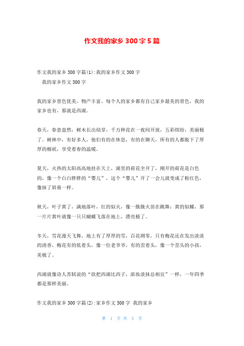 作文我的家乡300字5篇