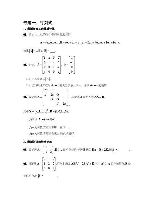 考研数学真题归纳线性代数