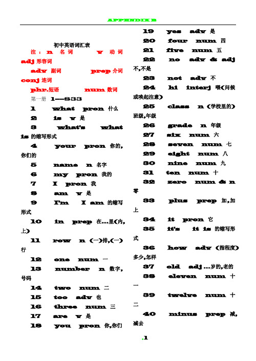 [初中英语基础词汇表大全】